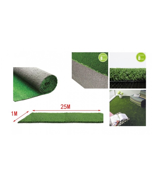Prato Sintetico da Esterno 1mX25m Spessore 8mm Erbe Finta