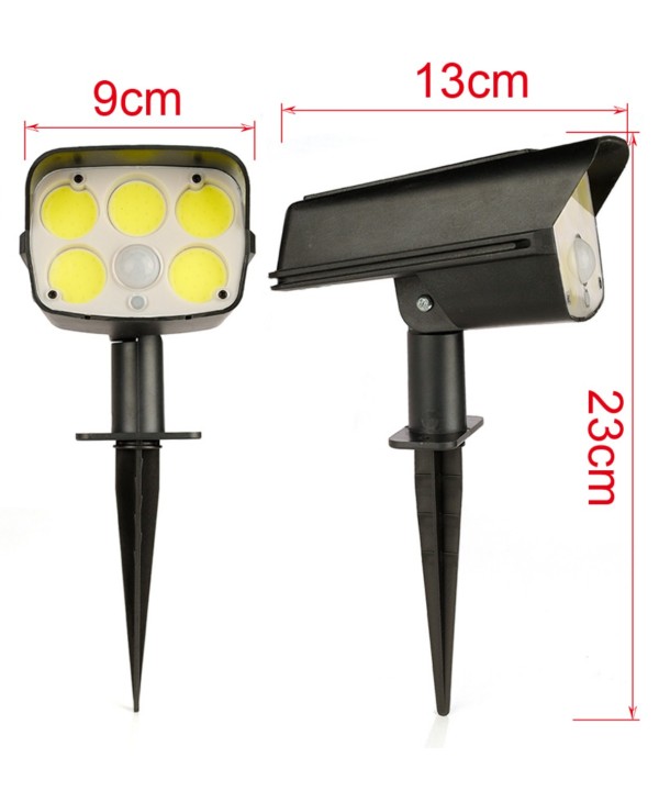 Lampada Led Solare da Terra Con Sensore di Movimento Picchetto 800mAh 6500K 5 Cob