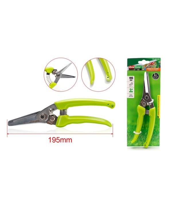 Forbici Cesoia Tagliarami 195mm Con Molla Rami Massimo Tagliabile 8mm per Potatura Giardinaggio Professionale