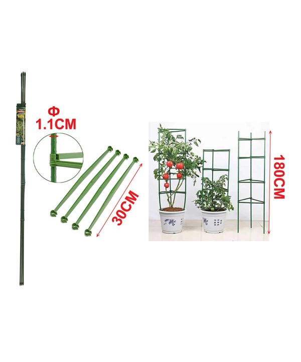 Set di Supporto Piante Sostegno per Pomorodori Rampicanti Vite Riutilizzabile Bastoni Plastificati 1,1x180x30cm
