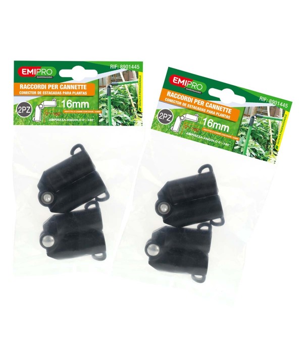 8 Pezzi Raccordi Connettori Traliccio Per Bastone Supporto Piante Snodabile 180° 16mm