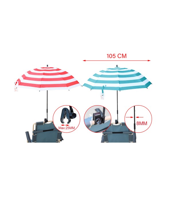 Ombrellone per Sedia da Spiaggia 105cm Con Pinza Colori Assortiti