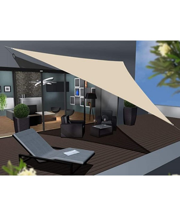 Tenda a Vela Triangolare Colore Beige 3X3X3m Parasole Per Giardino Terrazza