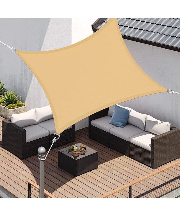 Tenda a Vela Quadrato Colore Beige 3X3m Parasole Per Giardino Terrazza