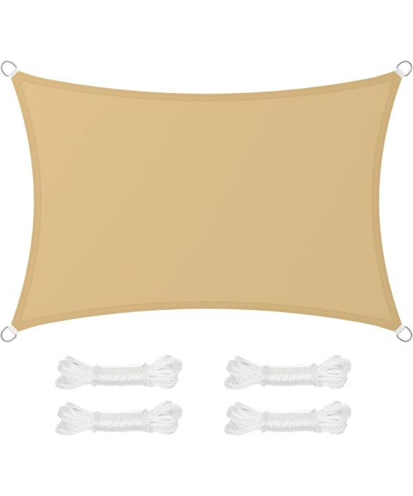 Tenda a Vela Rettangolare Colore Beige 3X4m Parasole Per Giardino Terrazza