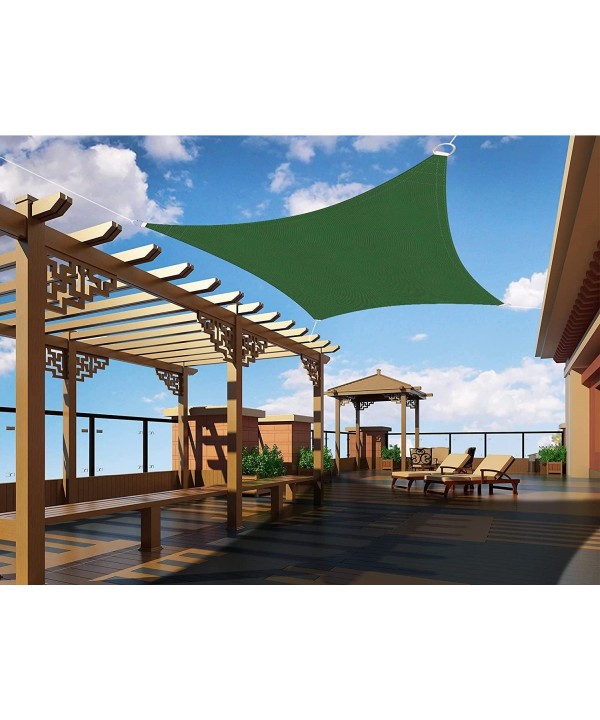 Tenda a Vela Rettangolare Colore Verde 3X5m Parasole Per Giardino Terrazza