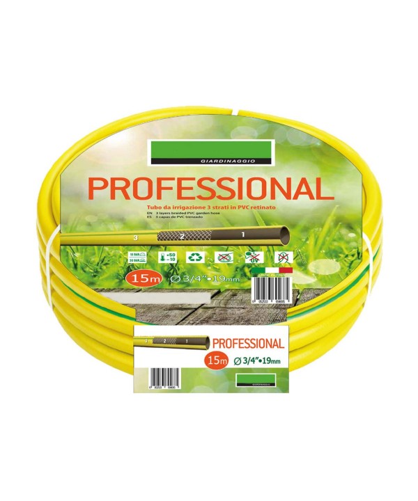 Tubo Irrigazione 3 Strati In PVC Retinato 3/4'' 19mm 15 Metri Tubo Flessibile da Giardino Uso Professionale