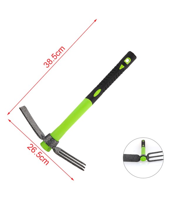 Zappa 2 Punte da Giardino con Rastrello Tridente Manico Antiscivolo Lunghezza 38.5cm x 26.5cm Attrezzi da Giardinaggio