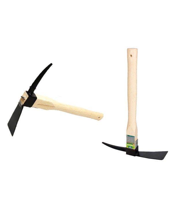Zappa con Piccone in Acciaio con Manico in Legno L38 x W6.5 x H23.5cm Strumento di Trapianto di Giardino Domestico