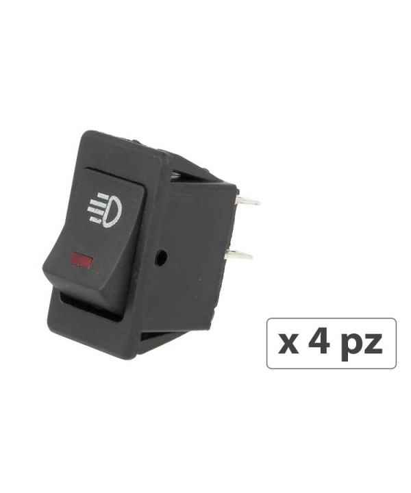 4 PZ Interruttore Bilanciere Quadrato On Off Push Button Switch 4 Pin Con Indicatore Led Spia Rosso 12V Auto Barca Foro 20X28mm