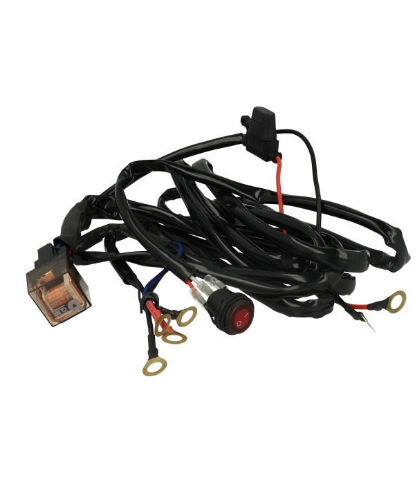 Kit Cablaggio 12V Con Interruttore Rele Fusibile Per Fari Led Da Lavoro Barra Led Con Doppio Uscita In Anelli