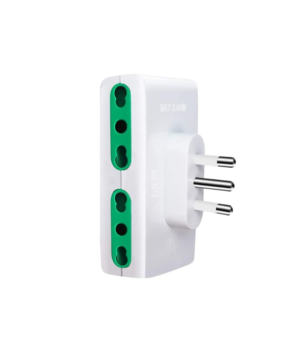 Adattatore Quadruplo Spina Grossa 16A Con 4 Prese Bipasso 10/16A Bianco Extrastar XSL1013