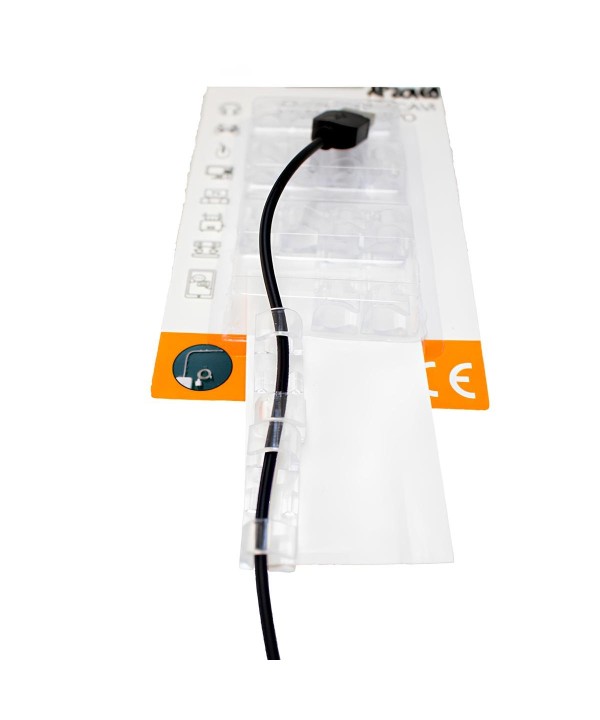 Fermacavo, Clip Trasparenti per Cavi Set da 16 Organizzatori di Cavi per Casa e Ufficio, Adesivi a Lunga Durata per la Gestione di Cavi di Mouse, TV, PC e Laptop