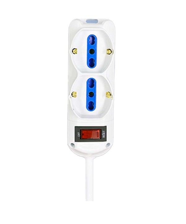 Multipresa Ciabatta Elettrica a 6 Posti 4 Prese 10A/16A + 2 Presa 10A/16A Bipasso Schuko con Interruttore e Spina 10A Cavo 5m Bianco