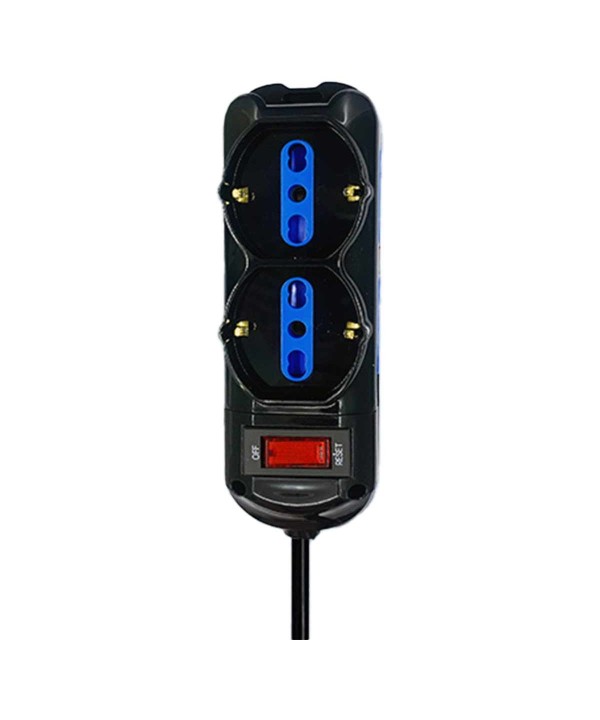 Multipresa Ciabatta Elettrica a 6 Posti 4 Prese 10A/16A + 2 Presa 10A/16A Bipasso Schuko con Interruttore e Spina 10A Cavo 1.5m Nero