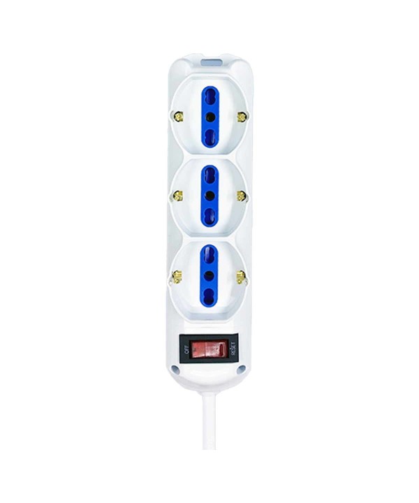 Multipresa Ciabatta Elettrica a 9 Posti 6 Prese 10A/16A + 3 Presa 10A/16A Bipasso Schuko con Interruttore e Spina 10A Cavo 5m Bianco