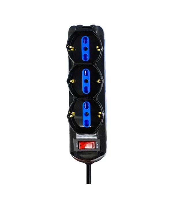 Multipresa Ciabatta Elettrica a 9 Posti 6 Prese 10A/16A + 3 Presa 10A/16A Bipasso Schuko con Interruttore e Spina 10A Cavo 1.5m Nero.