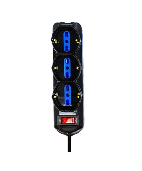 Multipresa Ciabatta Elettrica a 9 Posti 6 Prese 10A/16A + 3 Presa 10A/16A Bipasso Schuko con Interruttore e Spina 10A Cavo 5m Nero