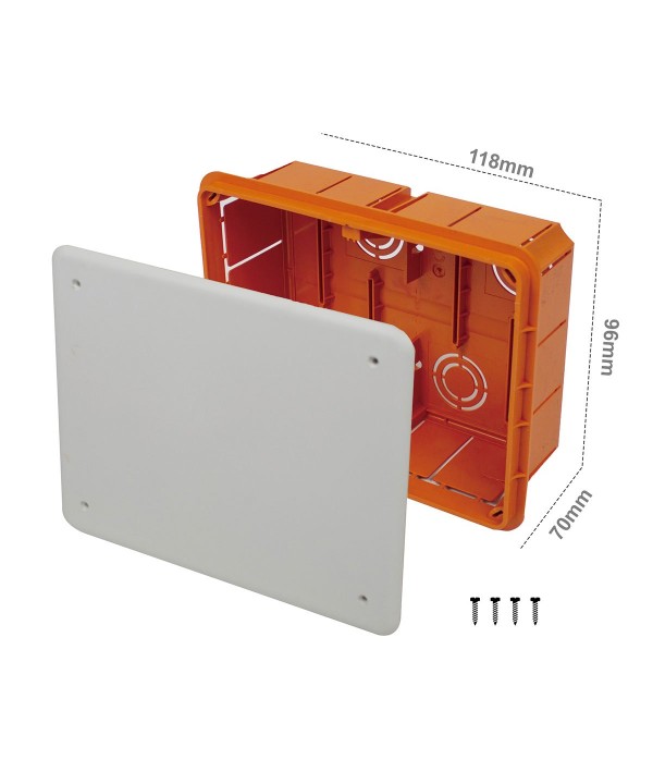Cassetta Di Derivazione Da Incasso Muro IP40 Con Coperchio e Viti 118X96X70mm