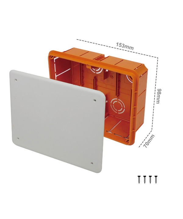 Cassetta Di Derivazione Da Incasso Muro IP40 Con Coperchio e Viti 153X98X70mm