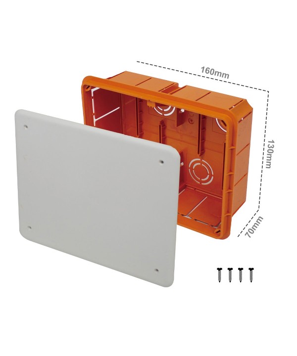 Cassetta Di Derivazione Da Incasso Muro IP40 Con Coperchio e Viti 160X130X70mm
