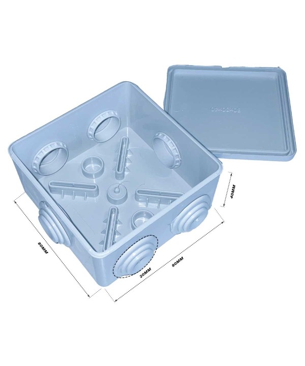 Scatola Di Derivazione Da Parete Stagna IP44 Con 6 Uscite Passacavi 80X80X40mm Coperchio A Pressione