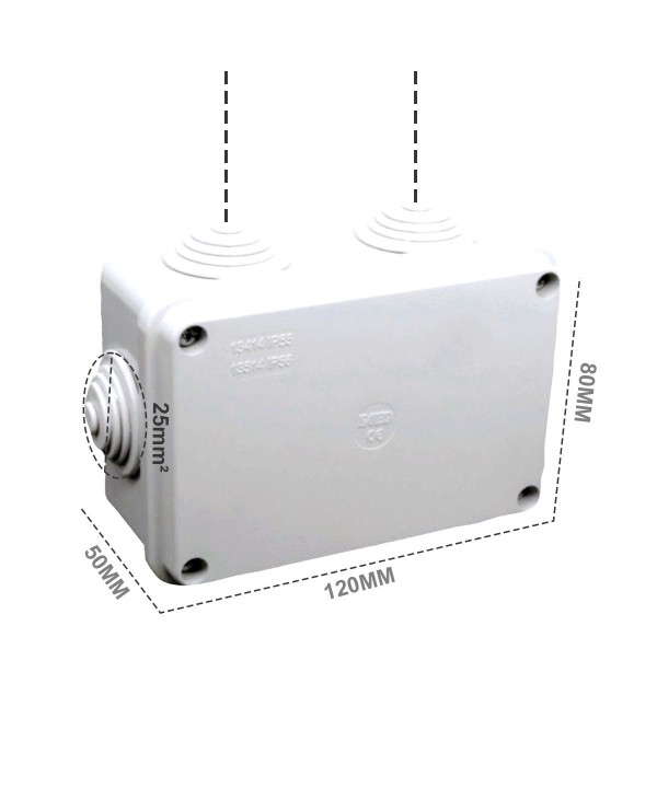 Scatola Di Derivazione Da Parete Stagna IP55 Con 6 Uscite Passacavi 120X80X50mm Coperchio Con Viti