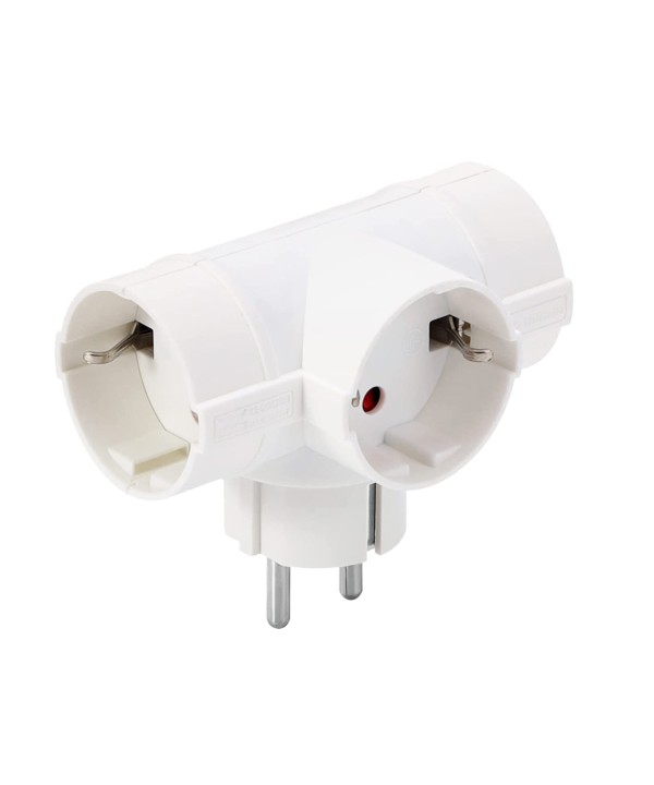 Adattatore con 3 Presa Schuko 16A 2P+T Sdoppiatore Schuko Tripla Standard Tedesco e Francese