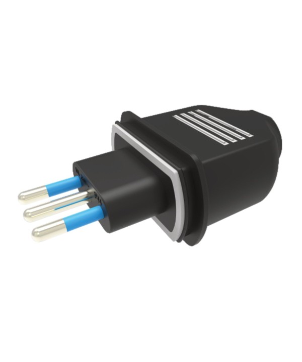 Spina Volante in Gomma 250V 16A 2P+T Impermeabile IP44 Nero
