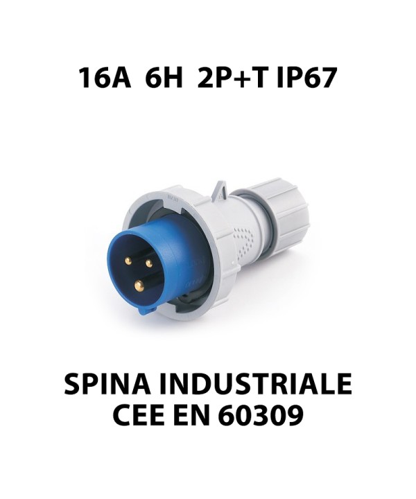 Spina Industriale CEE 3 Poli 16A 6H 220-250V 2P+T IP67