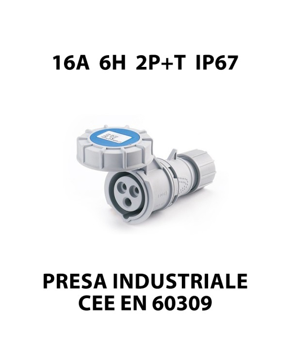 Presa Industriale CEE 3 Poli 16A 6H 220-250V 2P+T IP67