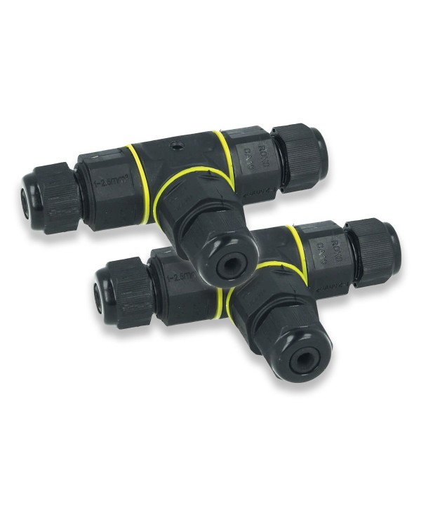 2 Pezzi Connettore Manicotto di Collegamento IP68 Forma T Cavo Raccordo Impermeabile 3 Poli Max Sezione 1,5mmq