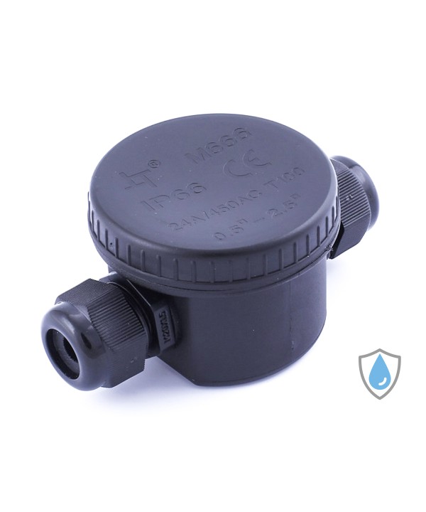 Scatola di Derivazione Con 2 Terminali Con Cavo Sezione 5-9mm Colore Nero Impermeabile IP66 Incluso Mammut 3 Poli SKU-5987