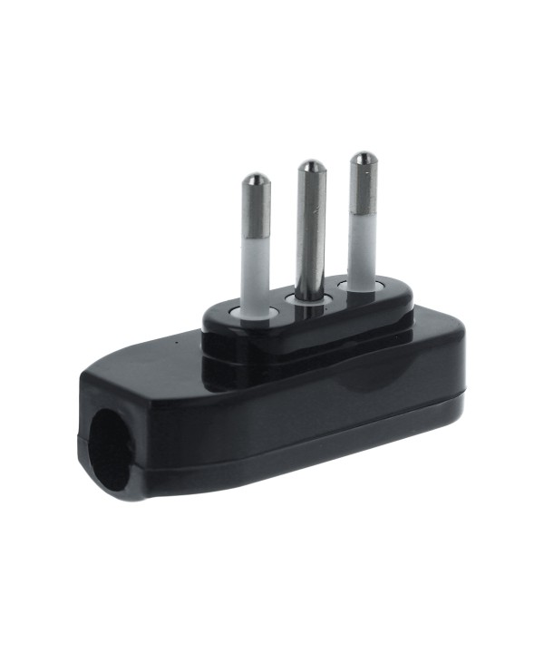 Spina Elettrica Piatta Salvaspazio Laterale 2P+T 10A 250V Nero XSL1028AN