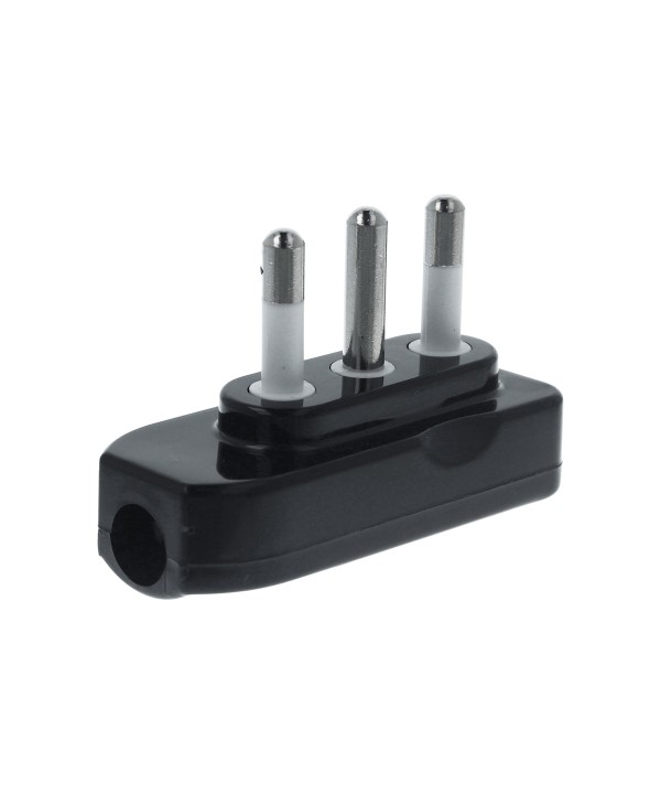 Spina Elettrica Piatta Salvaspazio Laterale 2P+T 16A 250V Nero XSL1027AN
