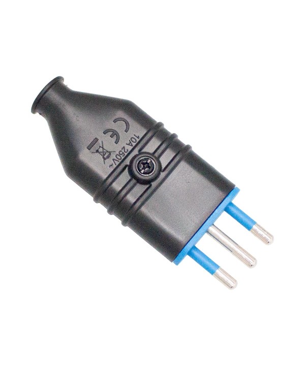 Spina Antischiacciamento 2P+T In PVC 10A 250V Nero