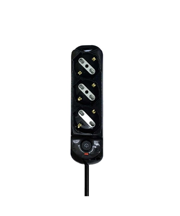 Multipresa Ciabatta Elettrica a 3 Posti 3 Prese Bipasso Schuko 10A/16A con Interruttore e Spina 10A Cavo 1.5 metri Nero