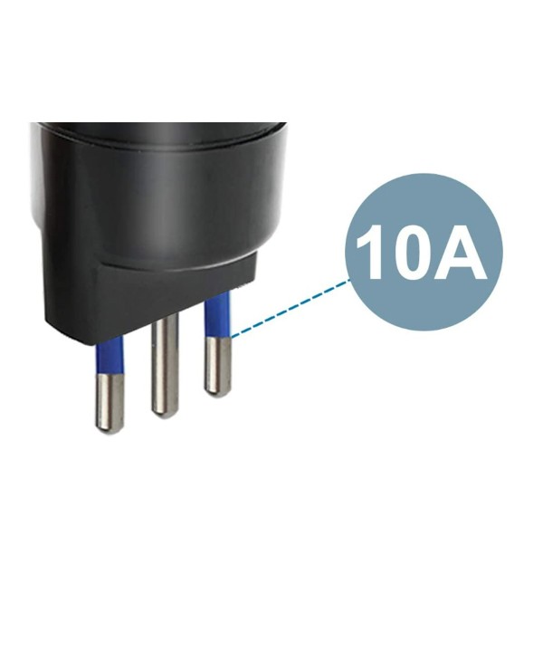 Adattatore Spina Elettrica 10A 2P+T Con 1 Presa Schuko 10A 250V Nero Max 1500W XSL1101N