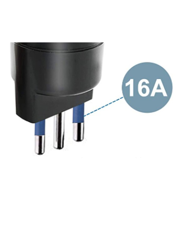 Adattatore Spina Elettrica 16A 2P+T Con 1 Presa Schuko 16A 250V Nero Max 1500W XSL1102N