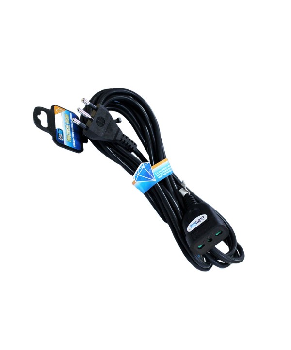 Prolunga Lineare Colore Nero 5M 3X1.0mm Spina Italiana 16A Presa Bipasso 10/16A Max 3500W
