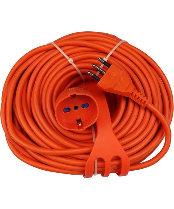 Prolunga Elettrica Lineare Colore Arancione 15M 3X1.5mm Spina Italiana 16A Presa Bipasso Schuko 10/16A Max 3500W