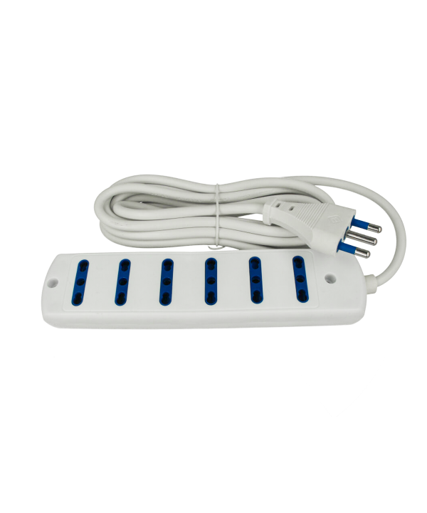 Multipresa Ciabatta Elettrica 6 Posti Cavo Da 1,5 Metri Colore Bianco