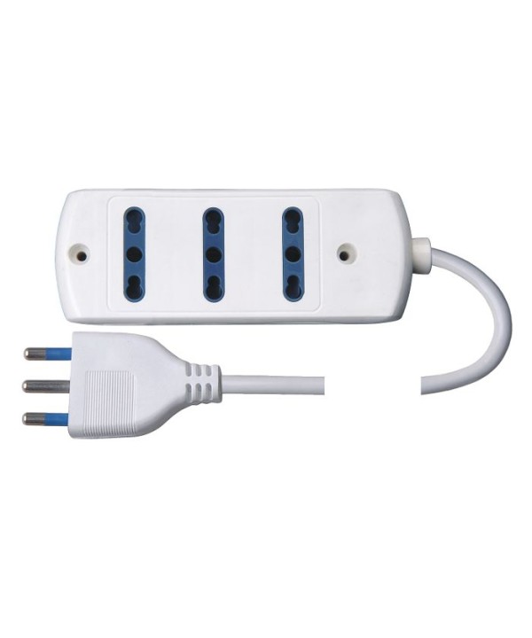 Multipresa Ciabatta Elettrica 3 Posti Cavo Da 3 Metri Colore Bianco