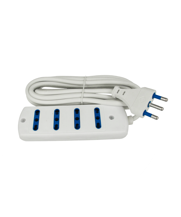 Multipresa Ciabatta Elettrica 4 Posti Cavo Da 3 Metri Colore Bianco