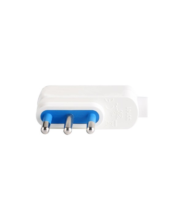 Spina Elettrica Salvaspazio Laterale 2P+T 16A 25V Max 1500W Bianco