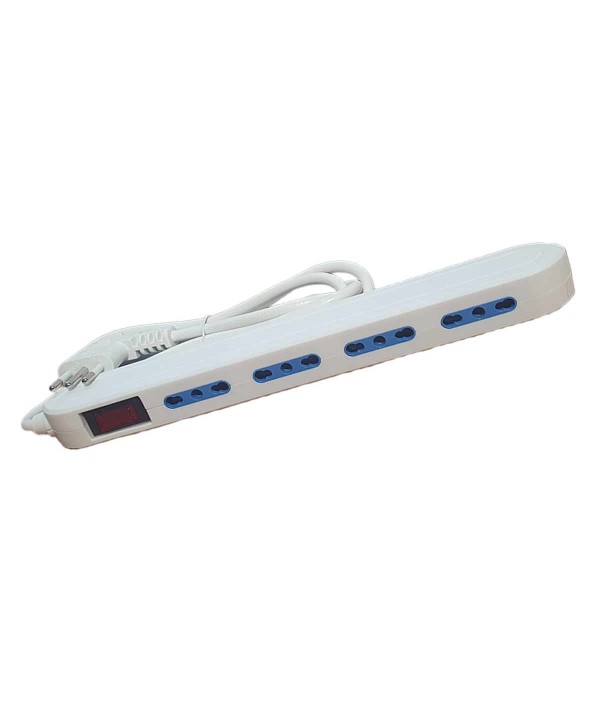 Multipresa Ciabatta Elettrica a 4 Posti Spina Laterali 10A/16A con Interruttore e Spina Angolare Cavo 1.5 metri Bianco
