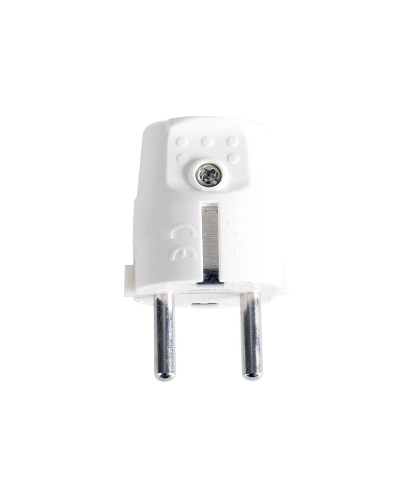 Spina Elettrica Schuko 16A Standard Tedesca Salvaspazio con Uscita Cavo Dritto Bianco