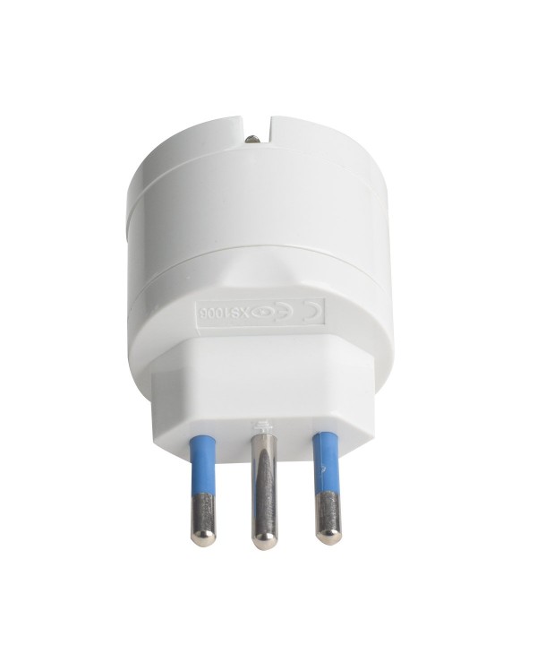 Adattatore Spina Elettrica 2P+T 10A con 1 Presa Schuko 16A / Italiano 10A 2P+T 250V Max 1500W Bianco
