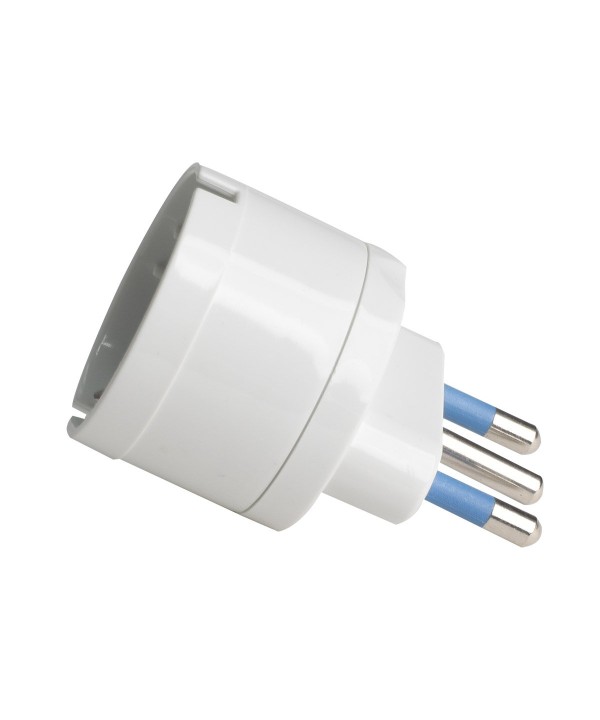 Adattatore Spina Elettrica 2P+T 16A con 1 Presa Ita 10A / Schuko 16A 2P+T 250V Max 1500W Bianco