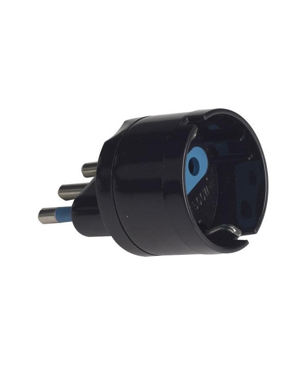 Adattatore Spina Elettrica 2P+T 16A con 1 Presa Ita 10A / Schuko 16A 2P+T 250V Max 1500W Nero